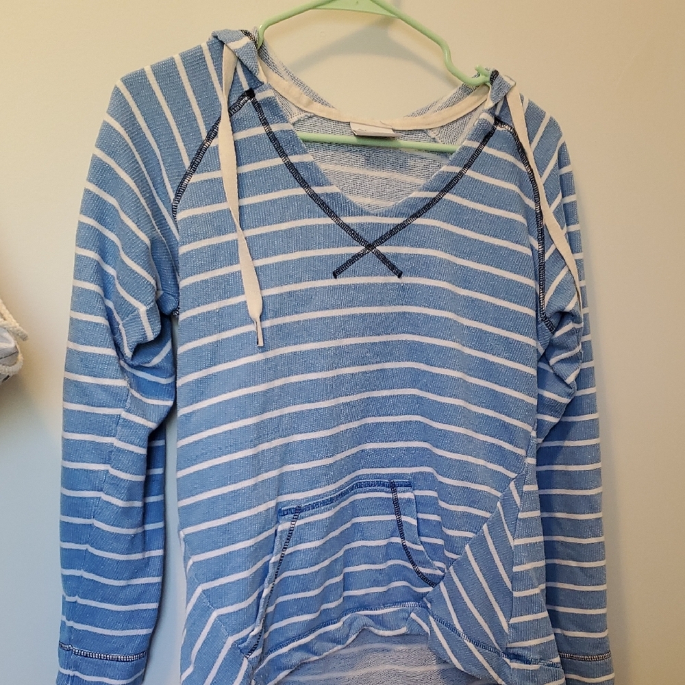 Columbia Blue and White Striped Hoodie